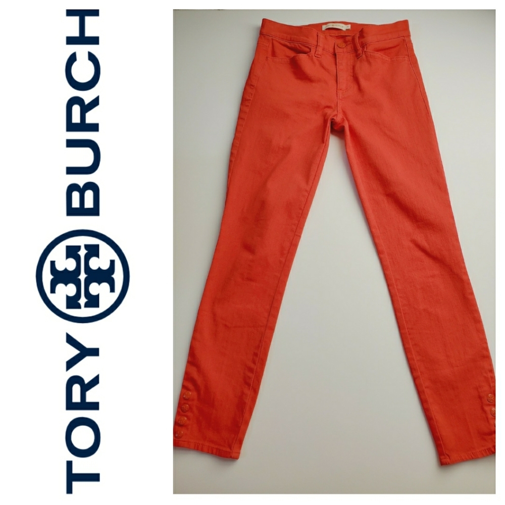 Tory Burch Emmy Ankle Jeans Skinny Jasper Red 25